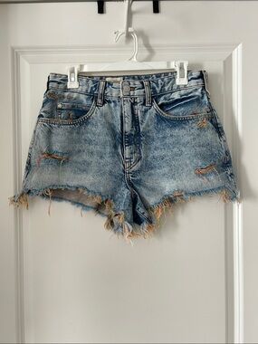 Pilcro Light Blue Denim Shorts with Rainbow Frayed Hem